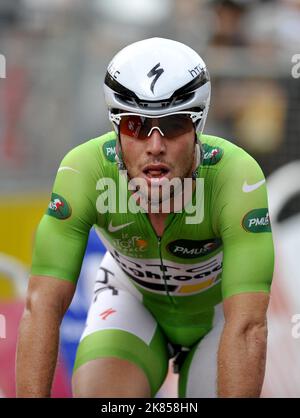 HTC - Highroad's Mark Cavendish während seines individuellen Zeitfahrens Stockfoto