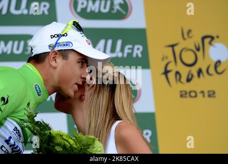 Peter Sagan führt in der Punktewertung an. Stockfoto