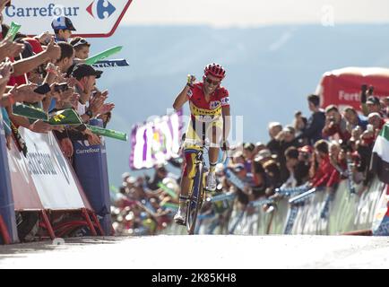 Alberto Contador von Tinkoff Saxo gewinnt die Etappe und erweitert seine Gesamtführung Stockfoto