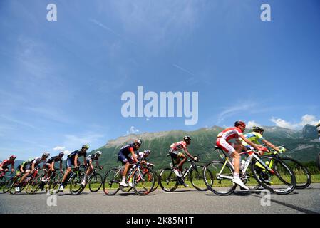 Allgemeine Ansicht der Pause während des Criterium du Dauphine, MontmŽlian nach Saint-Gervais Mont Blanc Stockfoto