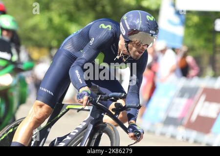 Alejandro Valverde - Movistar Team während der Etappe 4 des Criterium du Dauphine, La Tour-du-Pin - Bourgoin-Jallieu Stockfoto