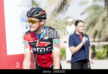 Der Belgier Greg Van Avermaet BMC Racing Team Etappe 2 Tour of Oman 2018 von der Sultan Qaboos University nach Al Bustan Stockfoto