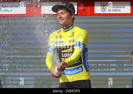 Primoz Roglic Etappensieger übernimmt die Führung im Einzelzeitfahren für die Etappe 4 der Vuelta Cyclista al Pais Vasco 2018 Stockfoto