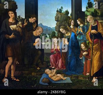 Geburt Jesu und Anbetung der Hirten 1495 Geburt Jesu und Anbetung der Hirten 1459 - 1537 Florenz Italien Italienisch Stockfoto