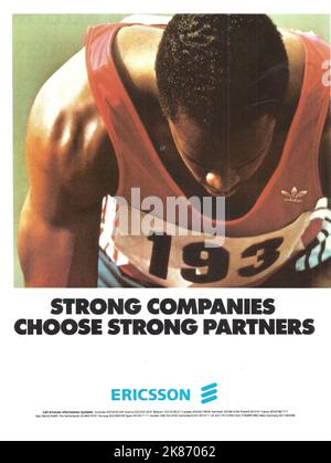 Ericsson Computer Vintage Papier Werbung Stockfoto