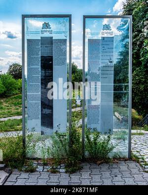 Gedenkstätte für die Opfer der Berliner Mauer, Werner Kühl, Hans-Joachim Wolf und Chris Gueffroy, Chris-Gueffroy-Allee 20, Berlin-Baumschulenweg, Deutschland Stockfoto