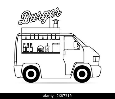 Ein deutscher Bus, der in einen Foodtruck umgebaut wurde Stock Vektor