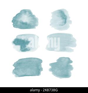 Set von blauen Aquarellbürsten Blot Streifen für Design. Vektorgrafik Stock Vektor