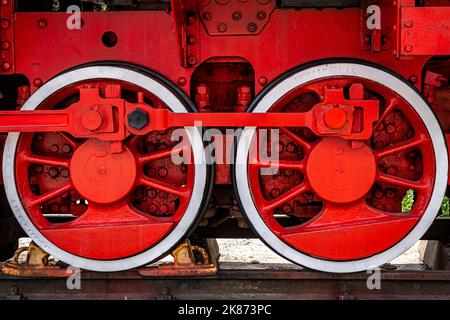 Alten Dampf-Lokomotive-Räder Stockfoto