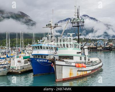 Der Seward Harbour in Resurrection Bay, Tor zu den Kenai Fjorden im Kenai Fjords National Park, Alaska, Vereinigte Staaten von Amerika, Nordamerika Stockfoto