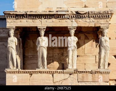 Die Veranda der Maidens, Erechtheion, Akropolis, UNESCO-Weltkulturerbe, Athen, Attika, Griechenland, Europa Stockfoto