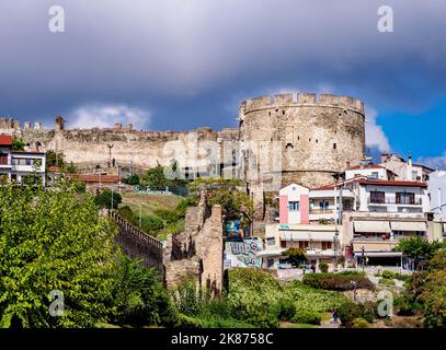 Trigonion-Turm und Stadtmauern, UNESCO-Weltkulturerbe, Thessaloniki, Zentralmakedonien, Griechenland, Europa Stockfoto