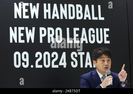 Tokio, Japan. 21. Oktober 2022. Kazumasa Ashihara Handball : 2024 Neue Japan Handball League Anmeldung Team Ankündigung Pressekonferenz in Tokio, Japan . Kredit: YUTAKA/AFLO SPORT/Alamy Live Nachrichten Stockfoto