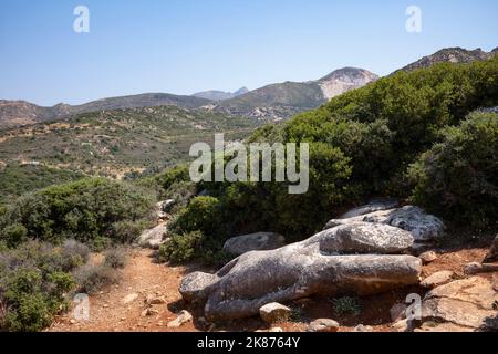 Melanes Koros von Flerio, Statue im alten Steinbruch, Naxos, die Kykladen, Ägäis, griechische Inseln, Griechenland, Europa Stockfoto