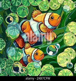 Abbildung: Zwei Fische unter Wasser Stockfoto