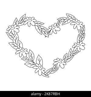 Handgezeichneter Blumenrahmen im Doodle-Stil. Herzlicher Kranz für Hochzeitseinladung oder Weihnachtspostkarte. Design-Element der Natur. Vektor mit Vintage-Ornamenten Stock Vektor