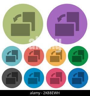 Drehen Sie die Symbole auf dem runden Hintergrund nach links, um sie durchgehend dunkler zu machen Stock Vektor