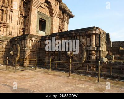 Konark, Orissa, Indien - 20. August 2022, Alter Tempel des Sonnentempels Konark, Orissa, Indien. Stockfoto