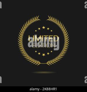 Limitiertes Etikett mit goldenem Lorbeerkranz Stock Vektor