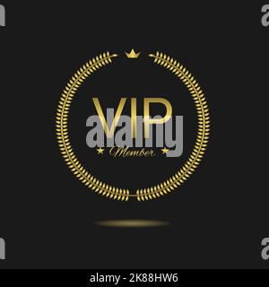 VIP-Mitglied mit goldenem Lorbeerkranz Stock Vektor