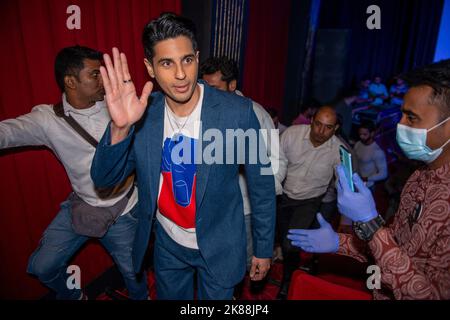 Neu-Delhi, Indien. 21. Oktober 2022. Bollywood-Schauspieler Sidharth Malhotra bei einer Pressekonferenz zu seinem kommenden Film „Thank God“ auf der PVR plaza in Neu-Delhi. Kredit: SOPA Images Limited/Alamy Live Nachrichten Stockfoto