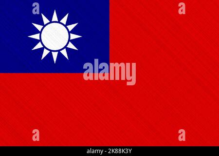 Taiwan-Flagge oder taiwanesisches Banner auf Stofftextur Stockfoto