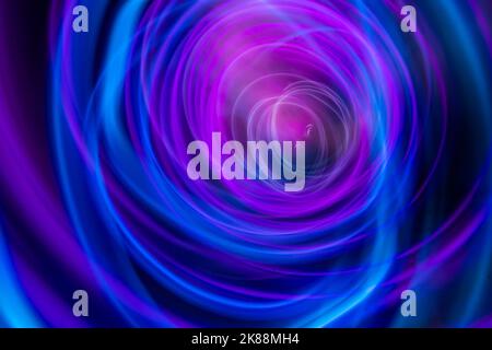 Kreisen Sie die Lichtwelle der Energie mit eleganten, leuchtenden Linien ein. Abstrakter Technologiehintergrund. Stockfoto