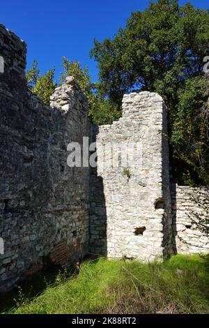 Die große Basilika, Butrint war eine antike griechische und später römische Stadt und Bistum in Epirus, UNESCO-Weltkulturerbe, Republik Albanien Stockfoto