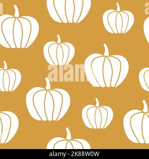 Nahtloses Muster mit weißen Kürbissen. Stock Vektor