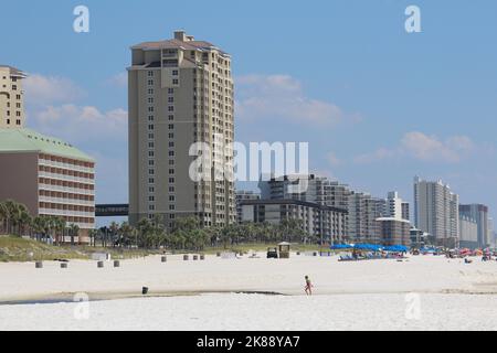 Panama City Beach Florida USA, Urlaub am Strand, Sommerzeit, Familienzeit, Schwimmen, Surfen, Baden in der Sonne, Angeln, Schnorcheln, Strand BBQ Stockfoto