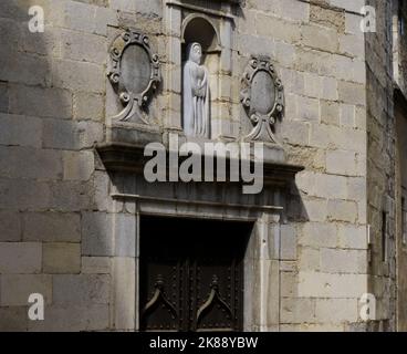 Basílica Parroquial de Sant Feliu de Girona Portal Stockfoto