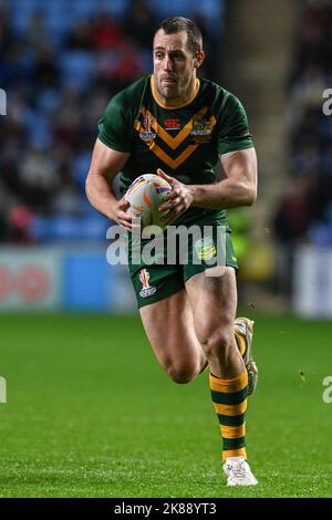 Coventry, Großbritannien. 21. Oktober 2022. Isaah Yeo aus Australien beim Rugby League World Cup 2021 Spiel Australien gegen Schottland in der Coventry Building Society Arena, Coventry, Großbritannien, 21.. Oktober 2022 (Foto von Craig Thomas/News Images) in Coventry, Großbritannien am 10/21/2022. (Foto von Craig Thomas/News Images/Sipa USA) Quelle: SIPA USA/Alamy Live News Stockfoto