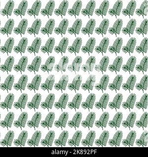 Nahtlose grüne Kiefernnadeln Muster weißen Hintergrund Stockfoto