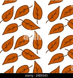 Nahtlose Musterdarstellung von orangefarbenen Herbstblättern, Hintergrund Stockfoto