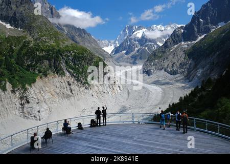 Der Mer de Glace (Eismeer), der größte Gletscher Frankreichs, Mont Blanc Massif, Chamonix, Frankreich Stockfoto