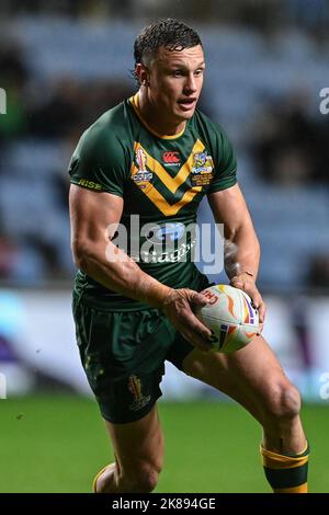 Coventry, Großbritannien. 21. Oktober 2022. Jack Wighton aus Australien während des Rugby League World Cup 2021-Spiels Australien gegen Schottland in der Coventry Building Society Arena, Coventry, Großbritannien, 21.. Oktober 2022 (Foto von Craig Thomas/News Images) Credit: News Images LTD/Alamy Live News Stockfoto