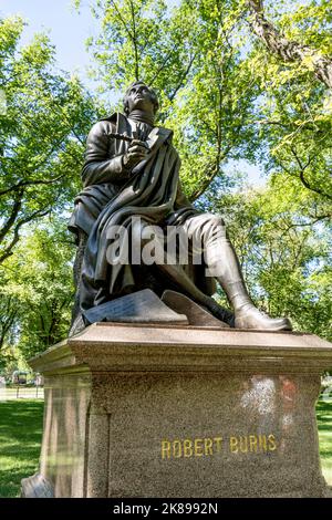 Die Bronzestatue von Robert Burns im Central Park, Upper Manhattan, New York City, USA Stockfoto
