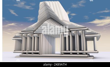 Diese 3D Illustration ist in einer sehr hohen Auflösung für Architekten, Ingenieure, Modellbauer, Künstler und Game Asset-Entwickler vorgestellt, um genau zu folgen. Stockfoto