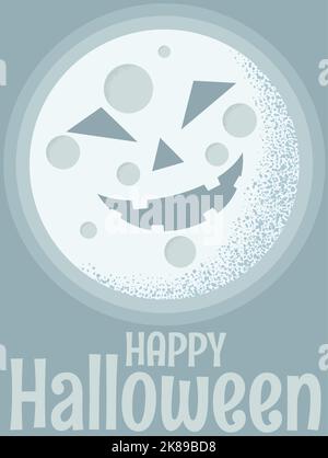 Happy Halloween Banner oder Party Einladung Hintergrund. Vektorgrafik. Der Vollmond ist am Himmel. Stock Vektor