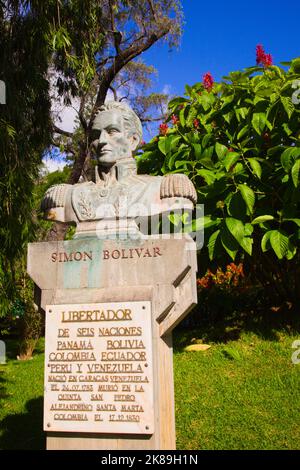 Portugal, Madeira, Funchal, Stadtgarten, Simon Bolivar Statue, Stockfoto