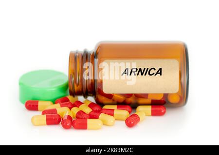 Arnika Kräutermedizin, konzeptuelles Bild Stockfoto
