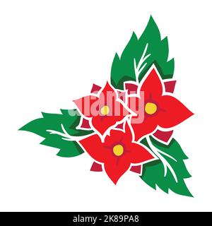 Weihnachtsstachelblätter mit roten Beeren Stock Vektor