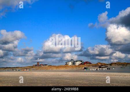 Strand und Kurhotel, Insel Juist, Deutschland Stockfoto