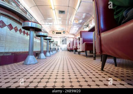 Lincoln, NH USA - 9. Juli 2022 - Arnold's Wayside Diner Interior Stockfoto