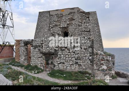 Massa Lubrense - Torre Minerva a a Punta Campanella Stockfoto