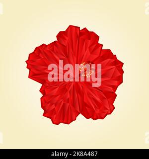 Rote Hibiskusblüte chinesisch, rosarote Polygone Vektorgrafik Stock Vektor