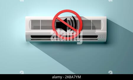 Konzept der Geräuschlosigkeit der Inneneinheit der Klimaanlage. 3D Rendern Stockfoto