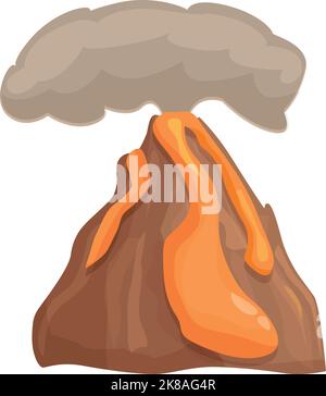 Cartoon-Vektor mit dem Symbol für den vollständigen Lava-Krater. Vulkanausbruch. Natürlicher Vulkan Stock Vektor