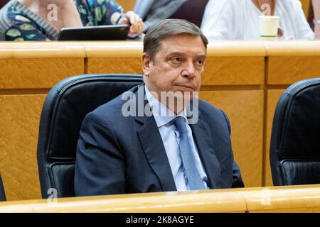 Luis Planas Puchades. Minister für Landwirtschaft, Fischerei und Ernährung. Im Senat von Spanien. MADRID, SPANIEN - 18. OKTOBER 2022. Stockfoto