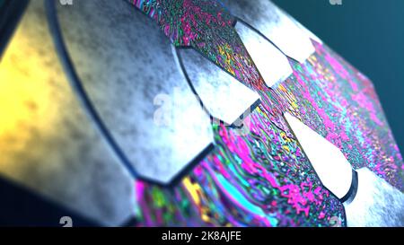 3D Hyper-realistische Darstellung eines abstrakten Objekts mit lebendigen Farben, die eine lebensbedrohliche Szene darstellen Stockfoto